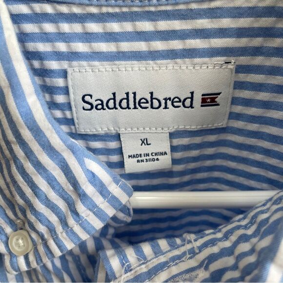 SADDLEBRED BLUE AND WHITE SEERSUCKER SHIRT - Picture 5 of 5